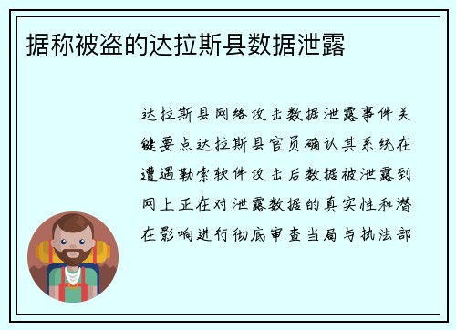 据称被盗的达拉斯县数据泄露 